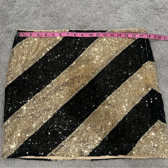 Endless Rose Striped Sequins Mini Skirt Black/Gold Women’s Sz XL NWT - Picture 8 of 10